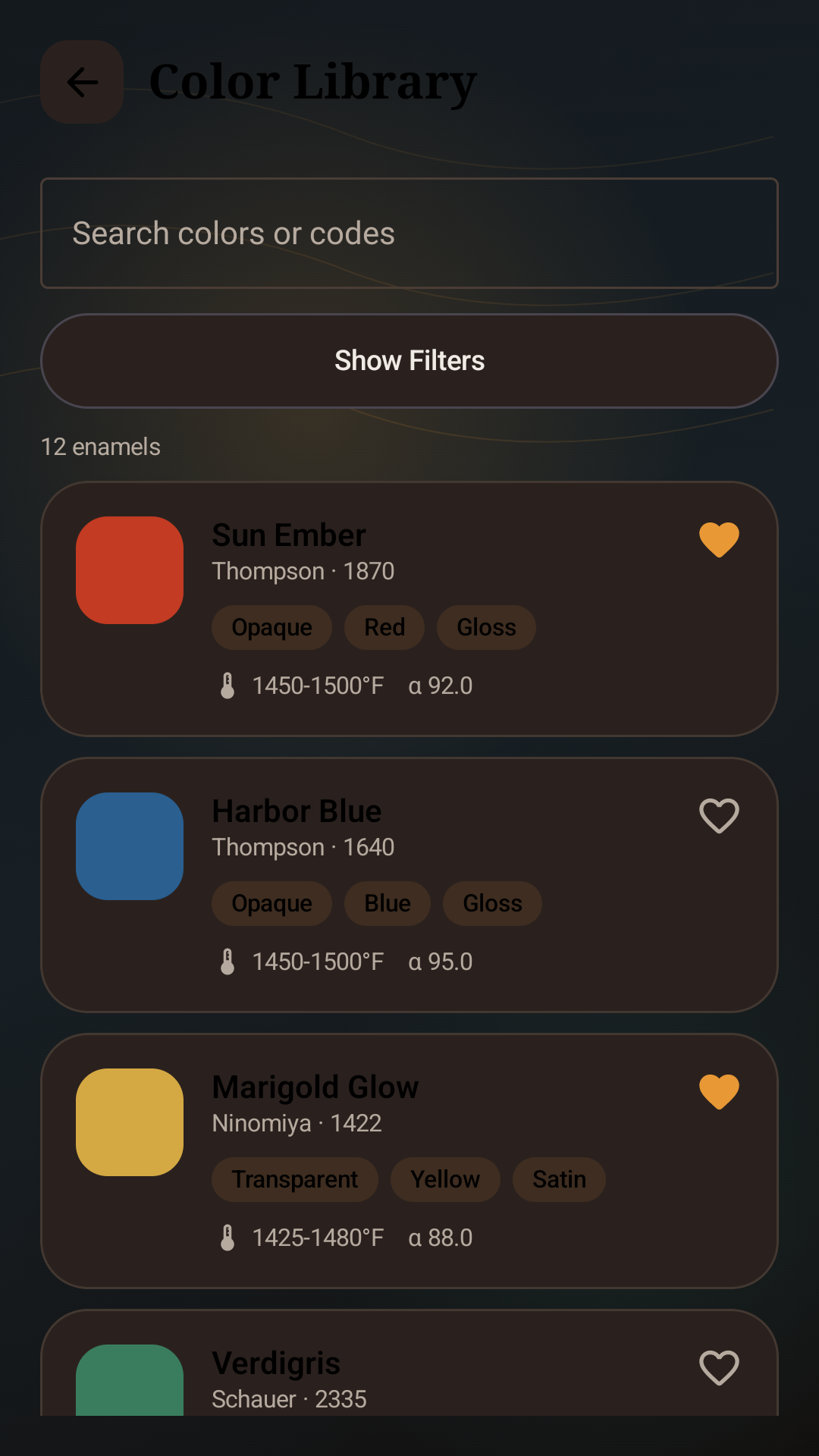 Color library screen
